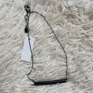 NWT French Connection Horizontal Black Tube Bar Pendant With 18” Chain